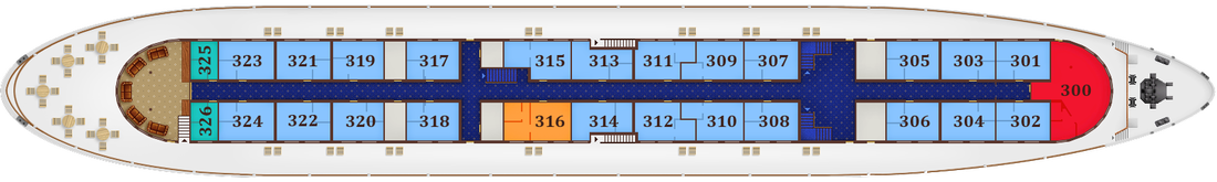 תא # JUNIOR SUITE 316 בקומה 3 - Promenade deck, מידות התא: 14.7 מ